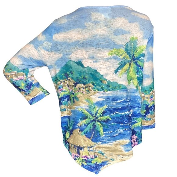 Alfred Dunner Waikiki Hawaii Tropical Top Rhinestone Accents Sz PM #231L - Picture 5 of 8